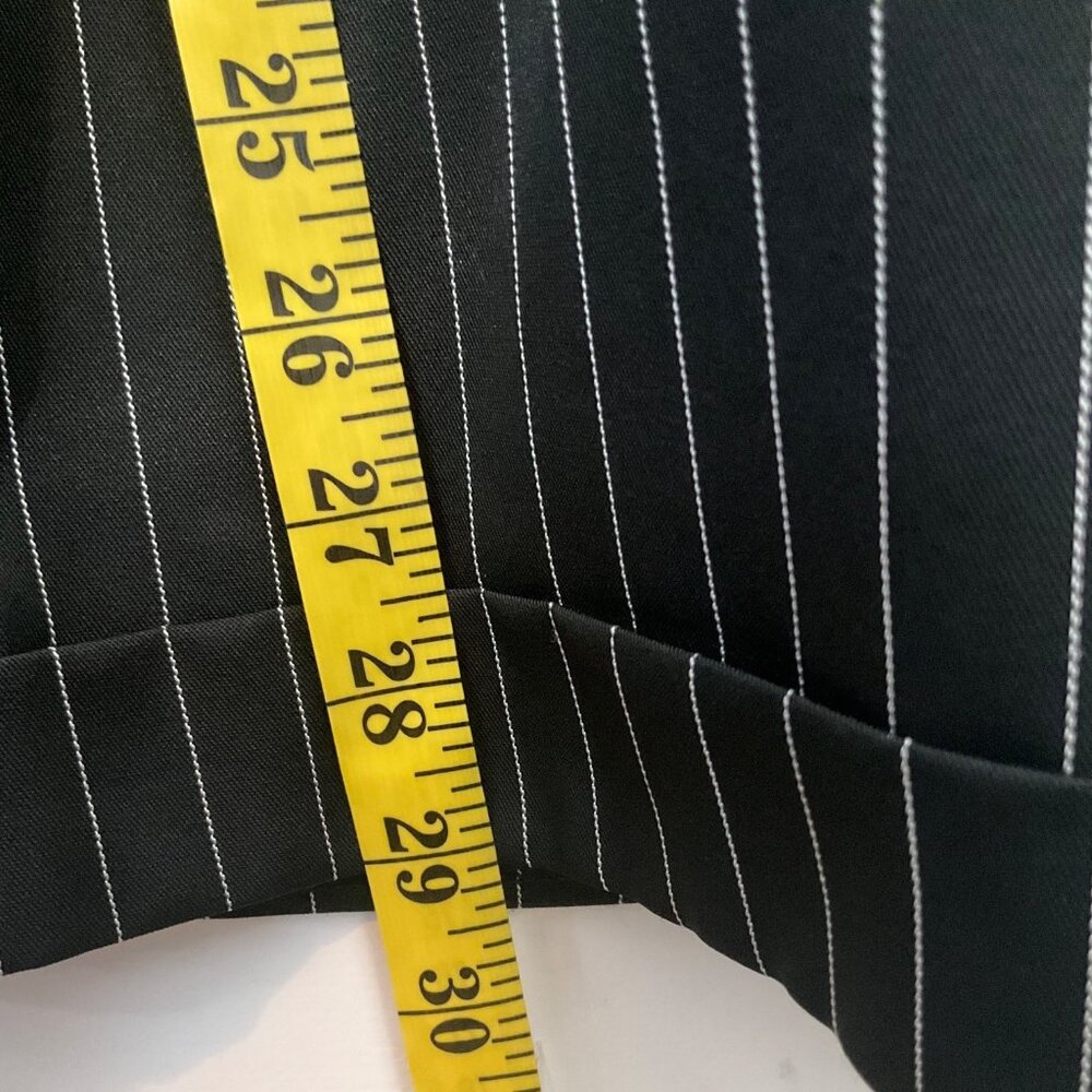 Unique Vintage XL Thelma Black Pinstripe High-Waisted Wide-Leg Pants Suspenders - Picture 10 of 16